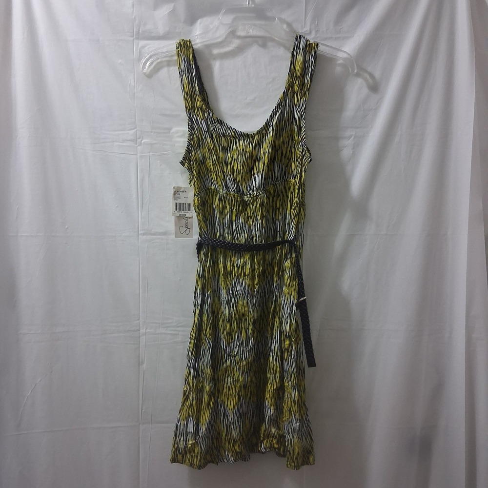Speckless JCPenney Yellow Black Sleeveless Dress Women's Medium With‎ Belt NWT - Picture 6 of 10